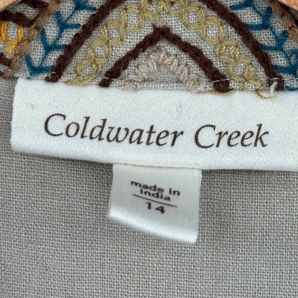 Coldwater Creek Embroidered Linen & Rayon Vest boho  Womens Size 14 - Picture 3 of 12